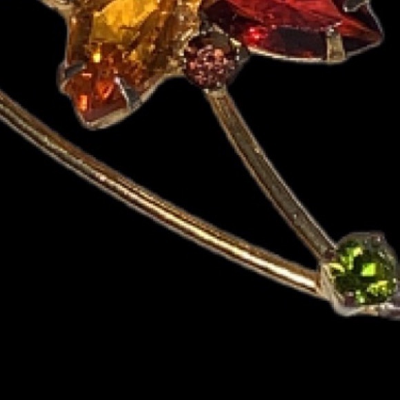 Vintage JULIANNA Topaz Rhinestone Flower Stem Brooch - Picture 6 of 12